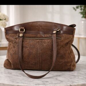 Patricia Nash Floral Embossed Poppy Top Leather Tote